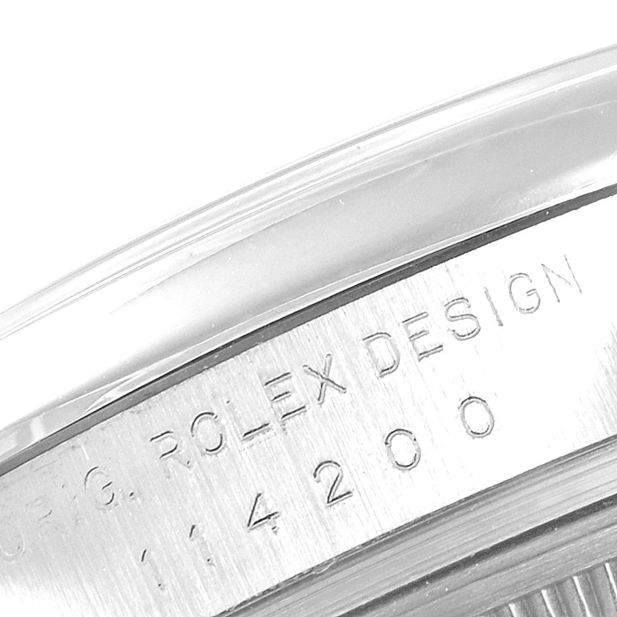 Rolex Air King 34 Silver Dial Smooth Bezel Mens Watch 114200 Box Card
