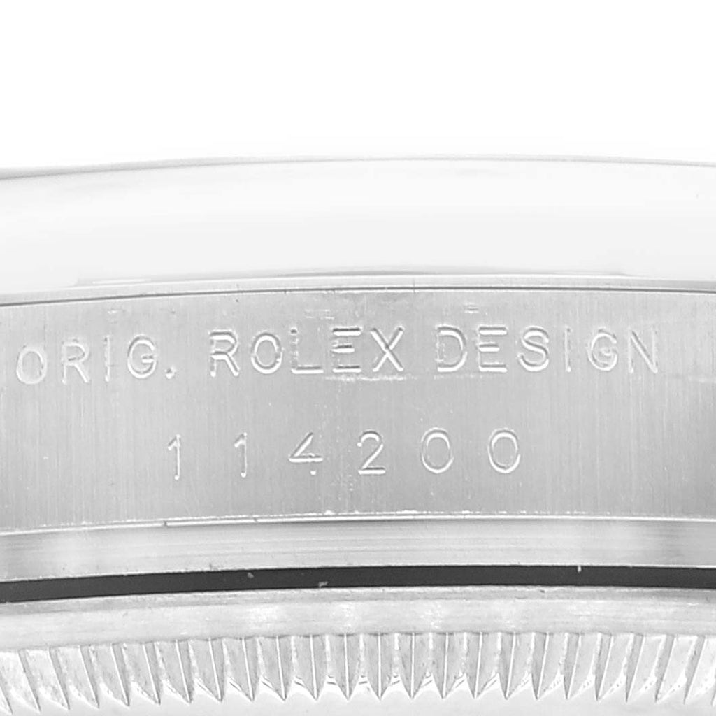 Rolex Air King 34 Silver Pink Baton Dial Steel Watch 114200 Box Card