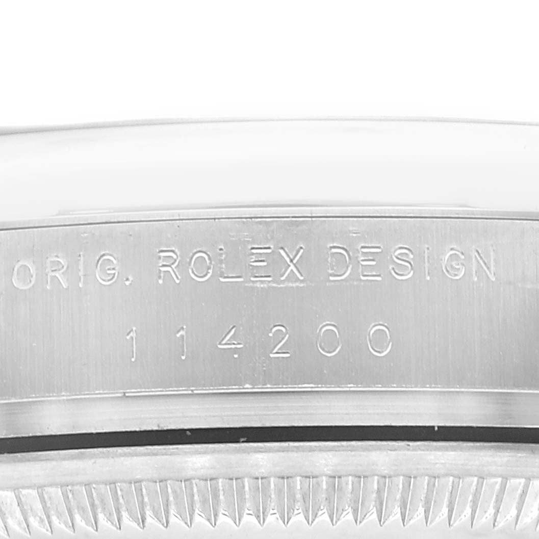 Rolex Air King 34 Silver Pink Baton Dial Steel Watch 114200 Box Card