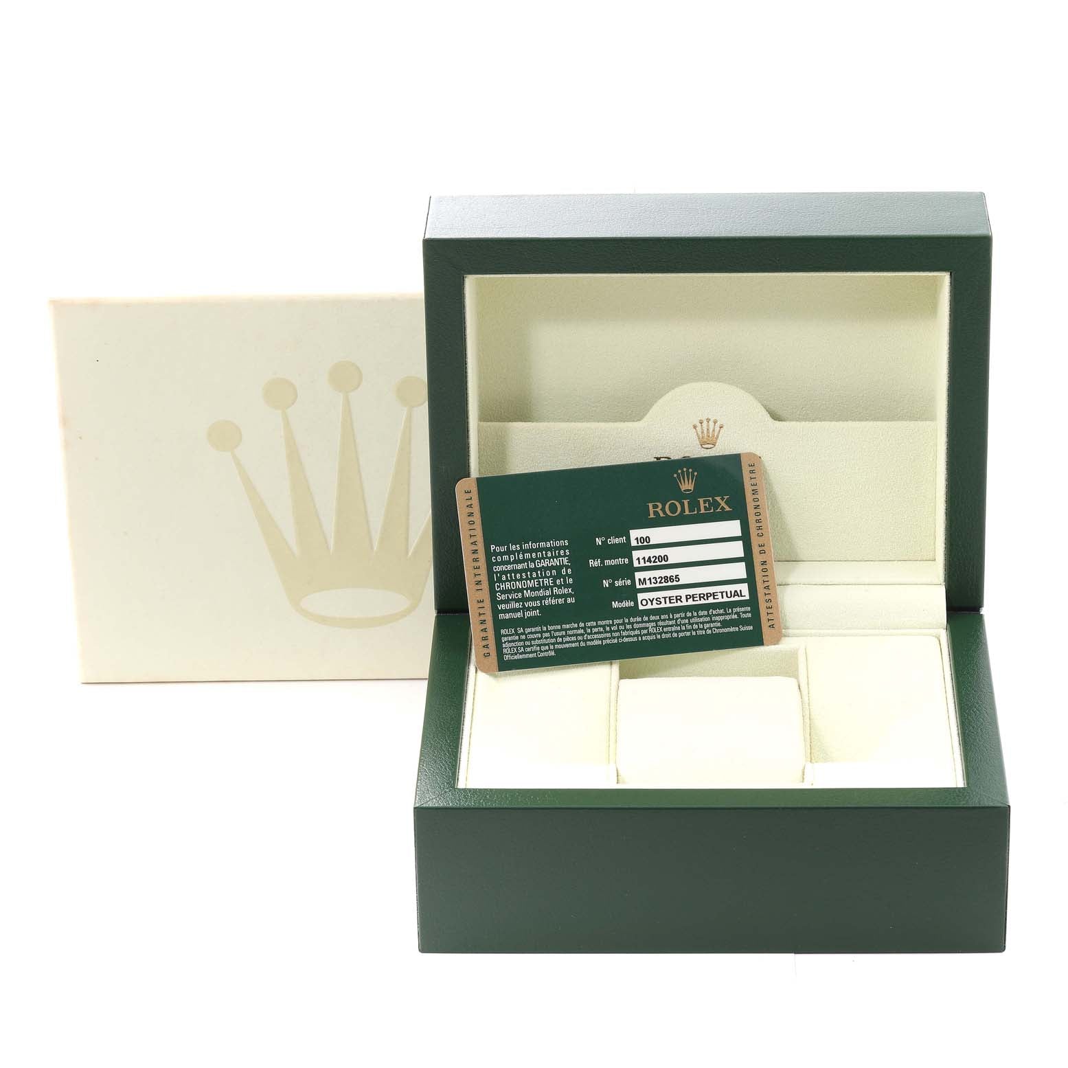 Rolex Air King 34 Silver Pink Baton Dial Steel Watch 114200 Box Card