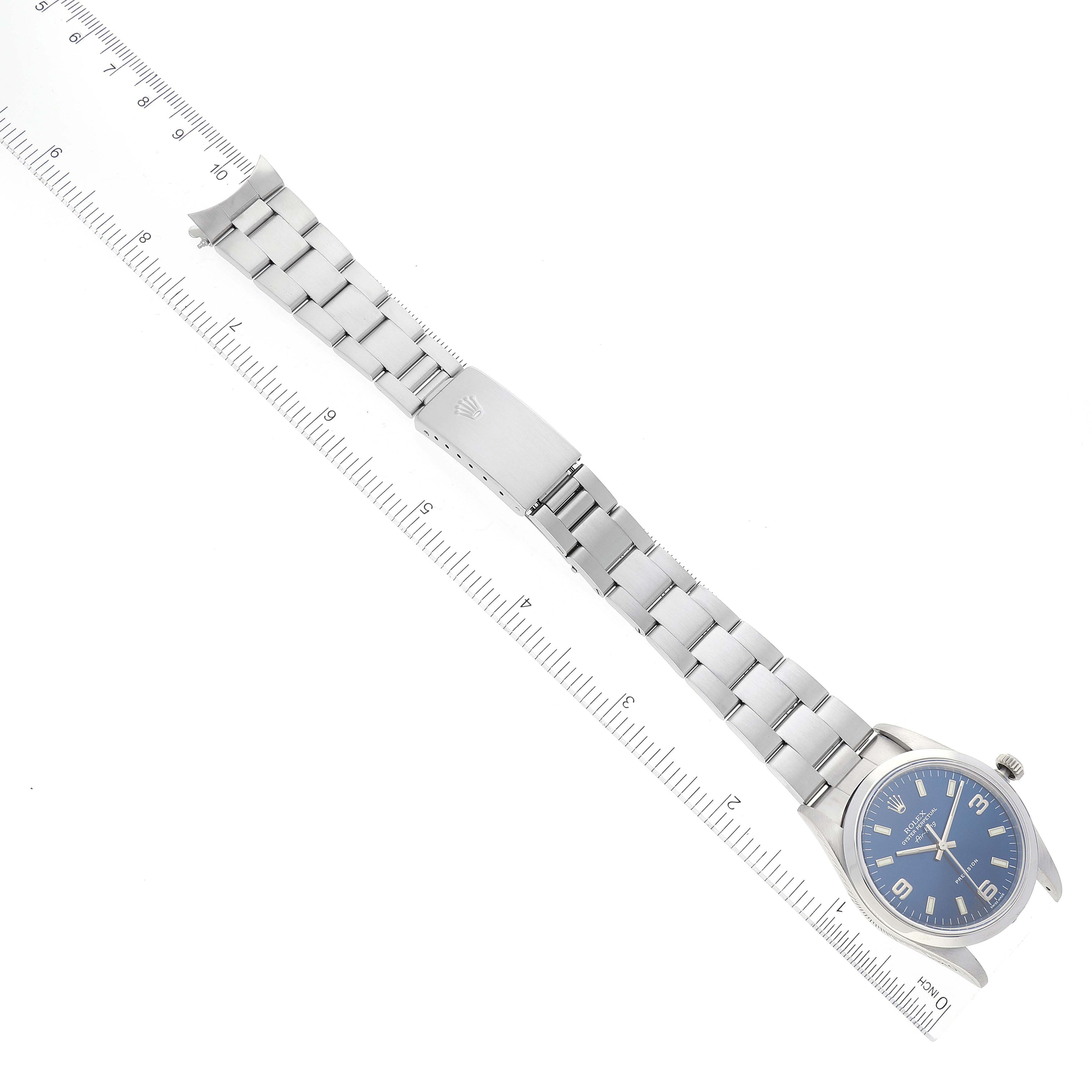 Rolex Air King 34mm Blue Dial Domed Bezel Steel Mens Watch 14000