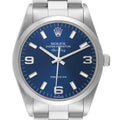 Rolex Air King 34mm Blue Dial Domed Bezel Steel Mens Watch 14000 Box Papers