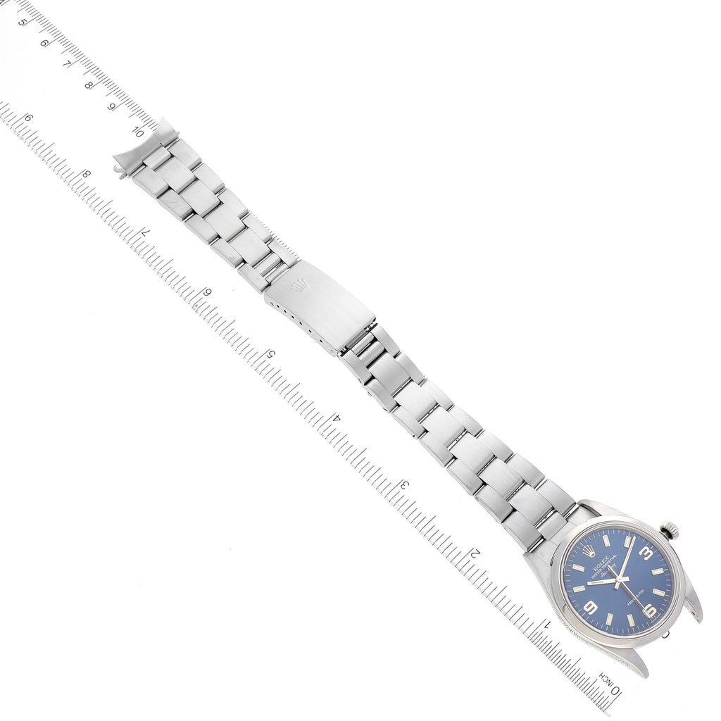Rolex Air King 34mm Blue Dial Domed Bezel Steel Mens Watch 14000 Box Papers