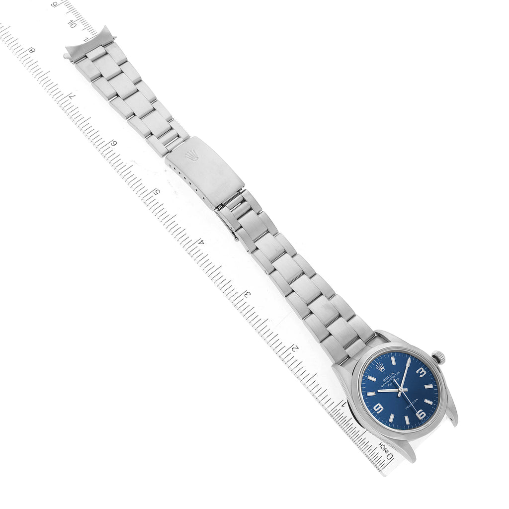 Rolex Air King 34mm Blue Dial Domed Bezel Steel Mens Watch 14000 Papers