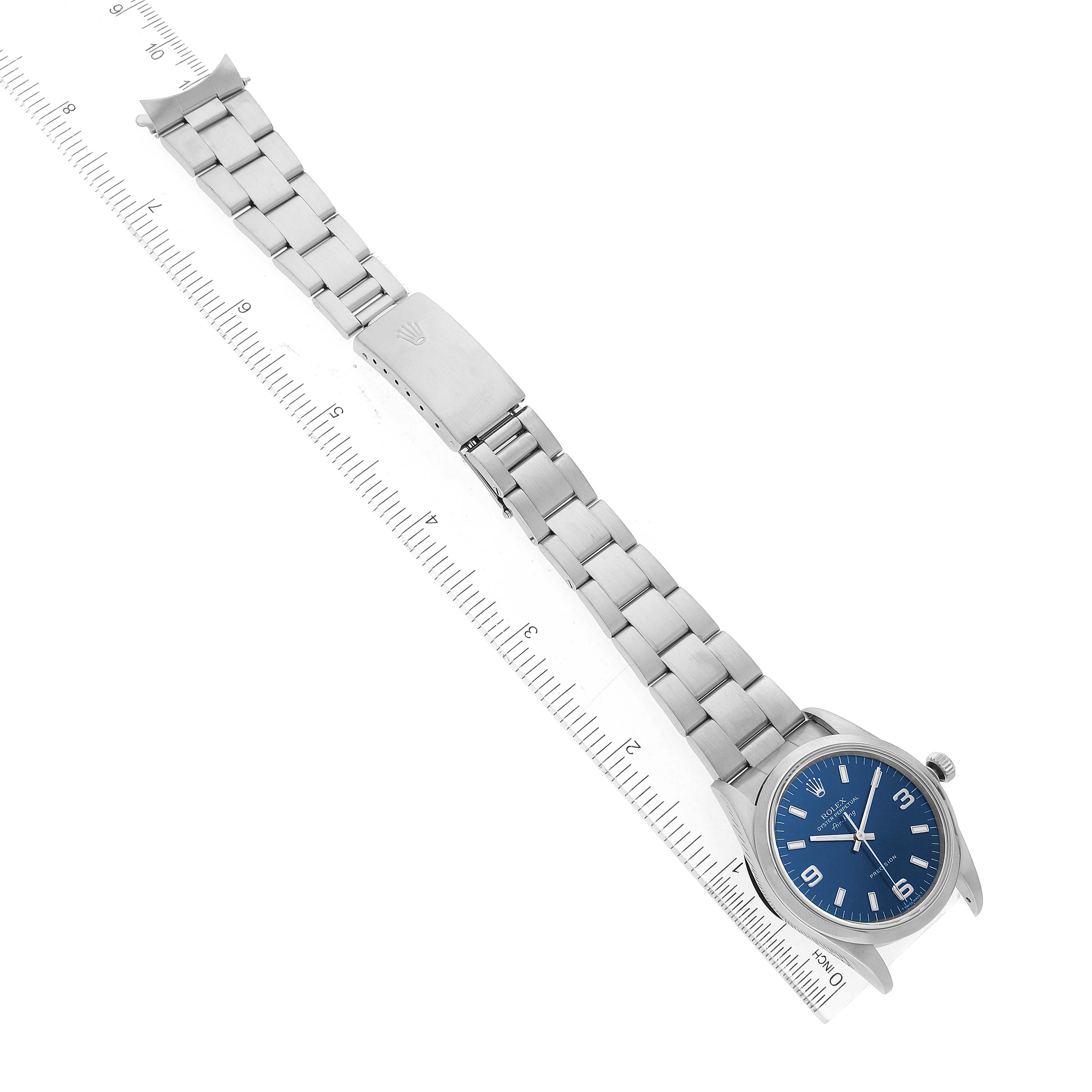 Rolex Air King 34mm Blue Dial Domed Bezel Steel Mens Watch 14000 Papers