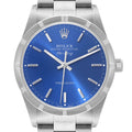 Rolex Air King 34mm Blue Dial Engine Turned Bezel Mens Watch 14010 Box Papers