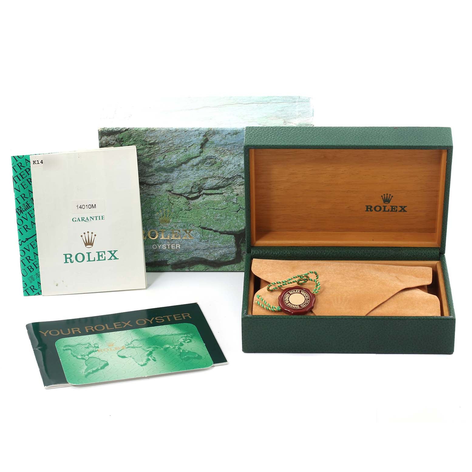 Rolex Air King 34mm Blue Dial Engine Turned Bezel Mens Watch 14010 Box Papers
