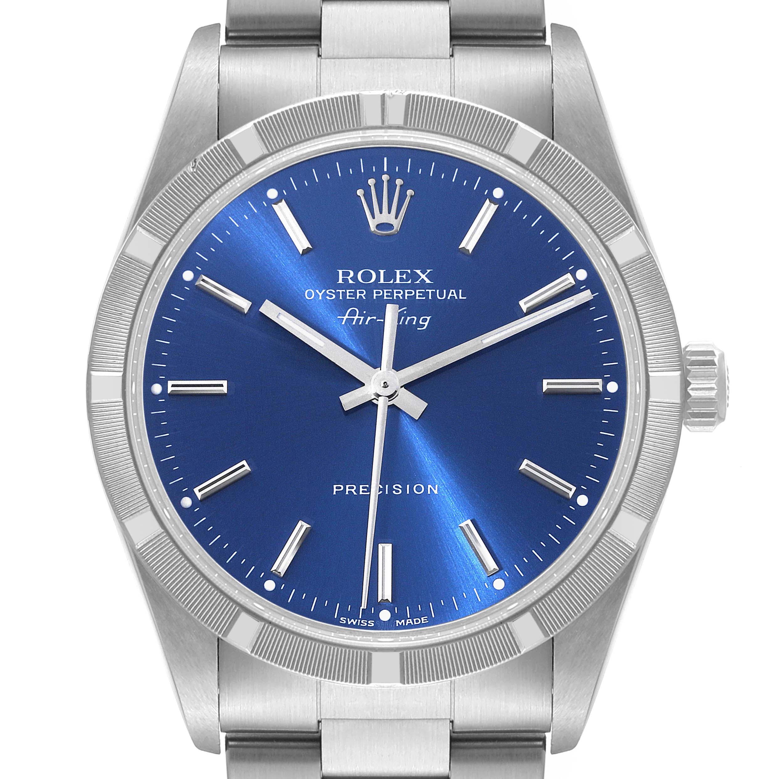 Rolex Air King 34mm Blue Dial Mens Watch 14010 Box Service Card
