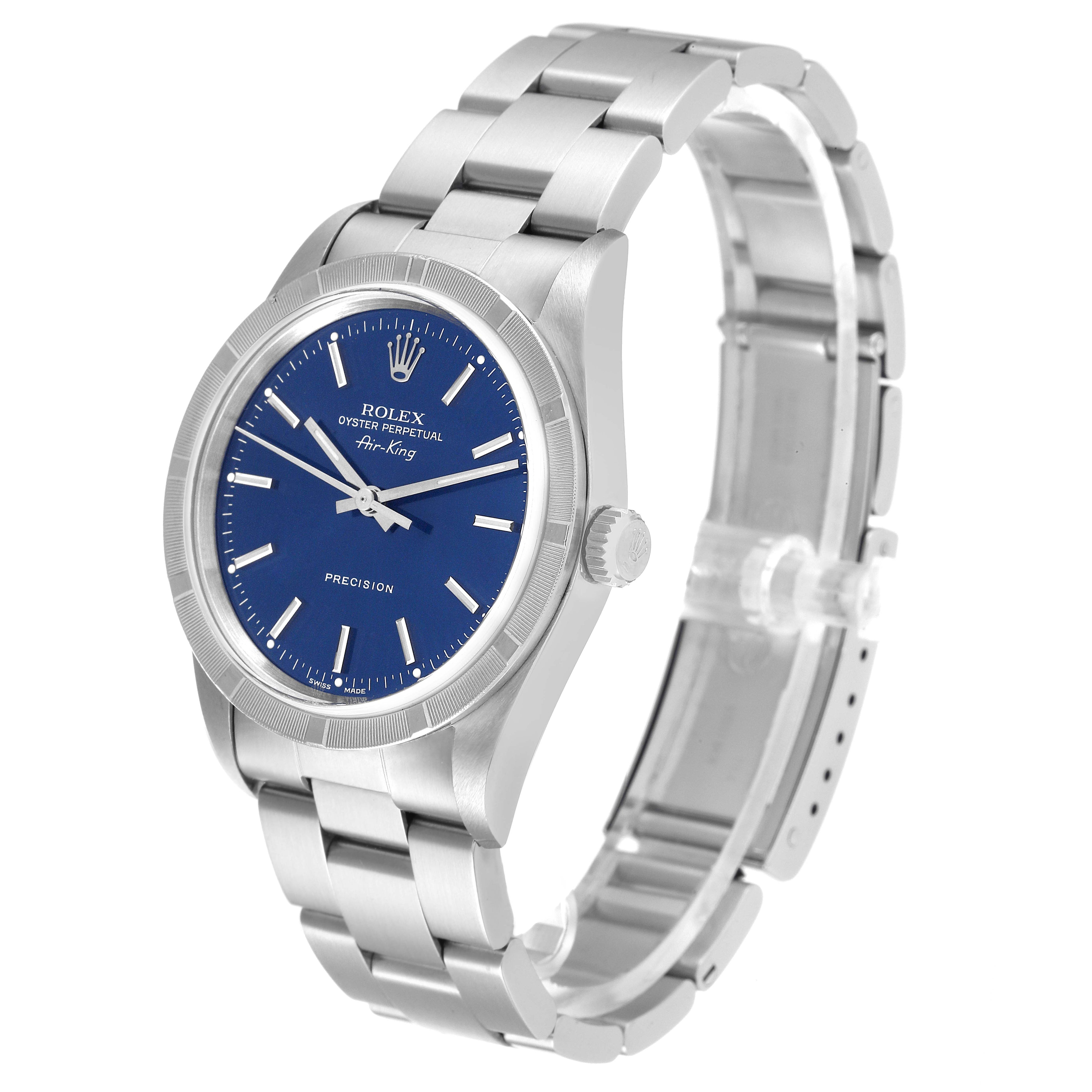 Rolex Air King 34mm Blue Dial Mens Watch 14010 Box Service Card