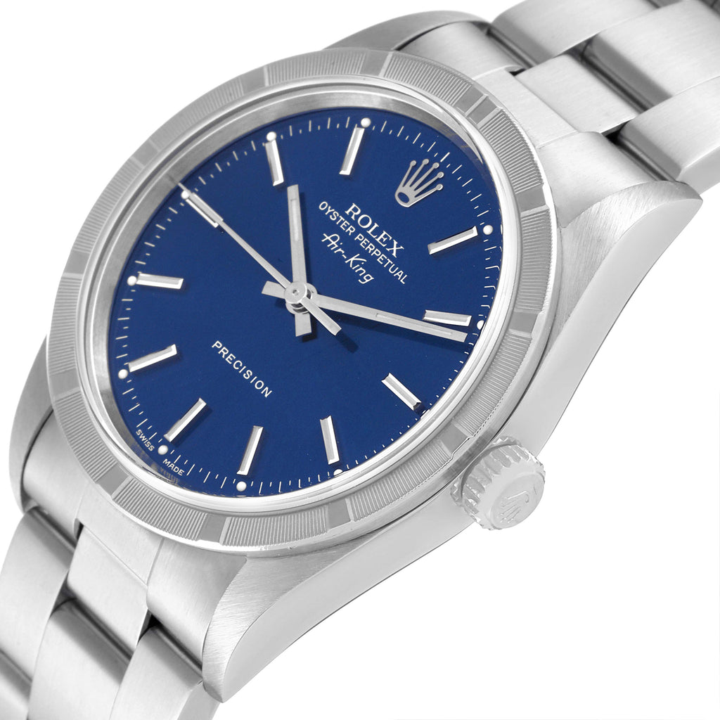 Rolex Air King 34mm Blue Dial Oyster Bracelet Mens Watch 14010
