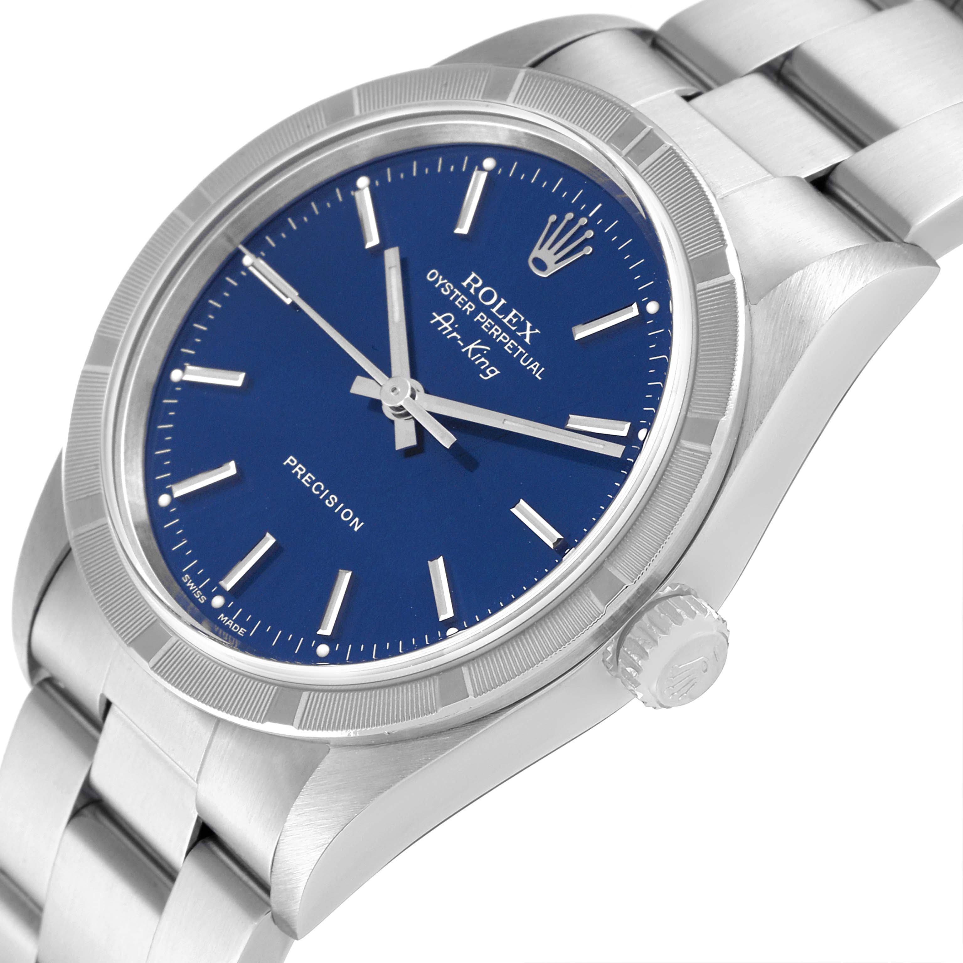 Rolex Air King 34mm Blue Dial Oyster Bracelet Mens Watch 14010