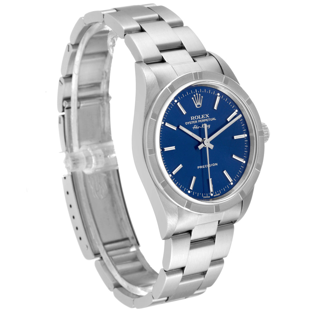 Rolex Air King 34mm Blue Dial Oyster Bracelet Mens Watch 14010