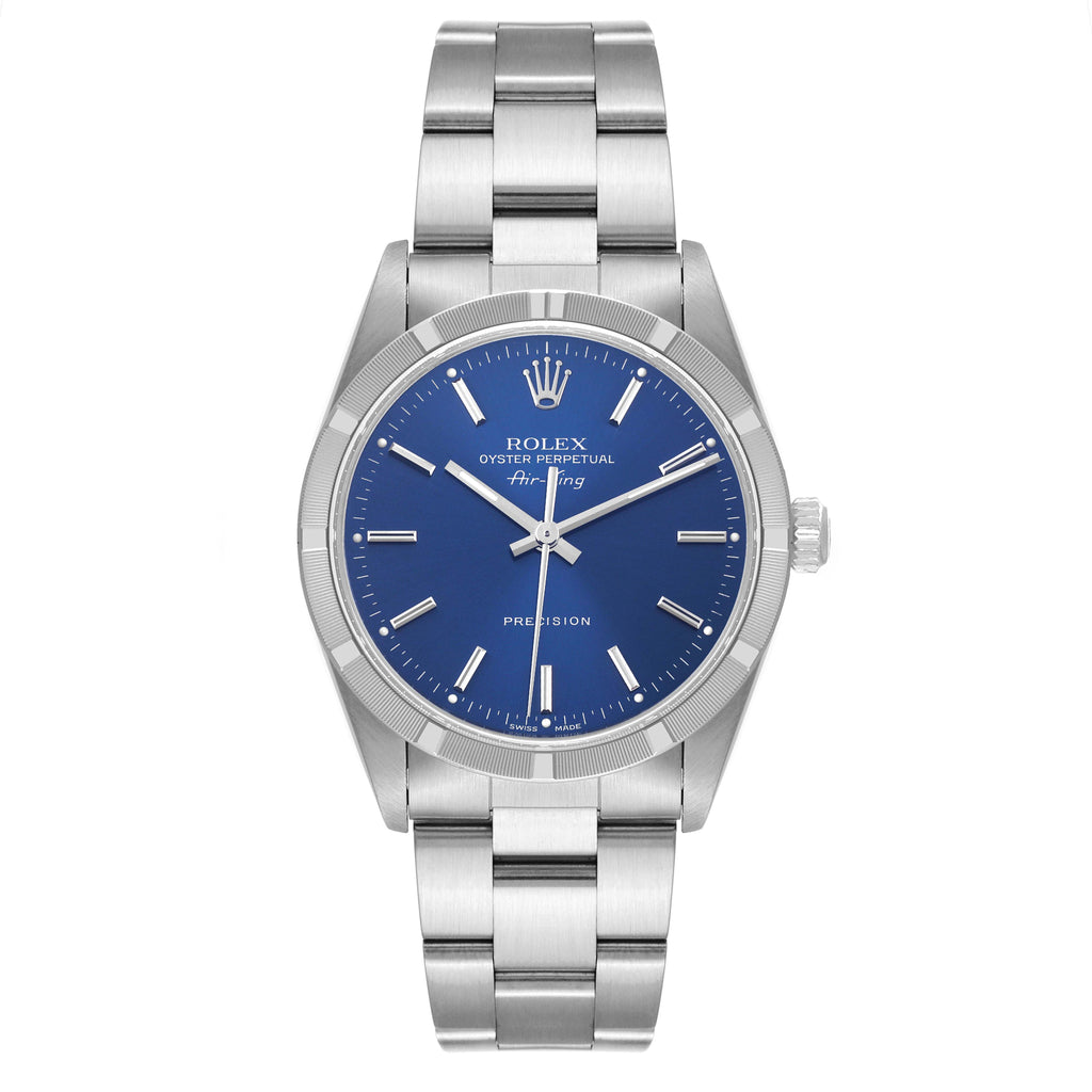 Rolex Air King 34mm Blue Dial Oyster Bracelet Mens Watch 14010