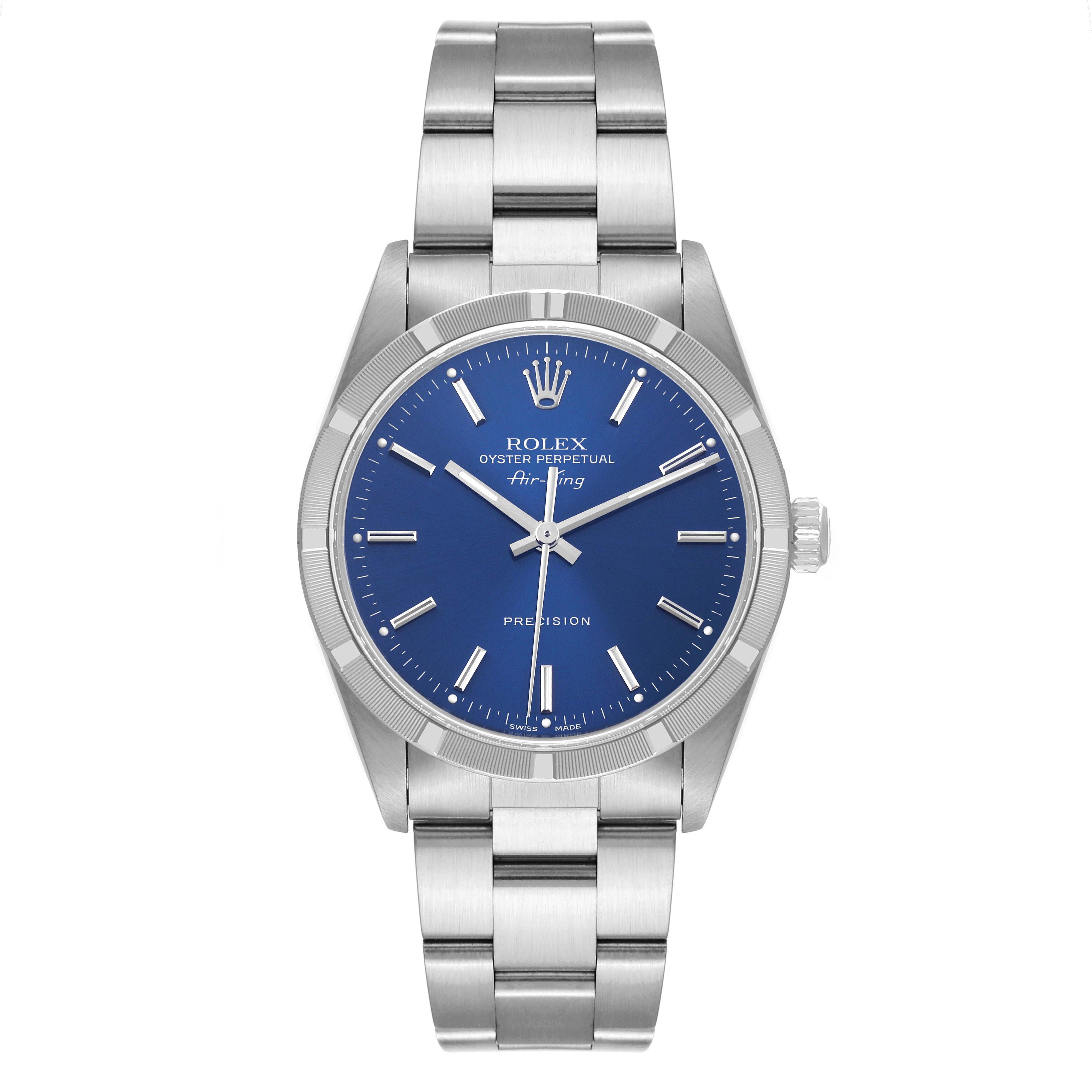 Rolex Air King 34mm Blue Dial Oyster Bracelet Mens Watch 14010