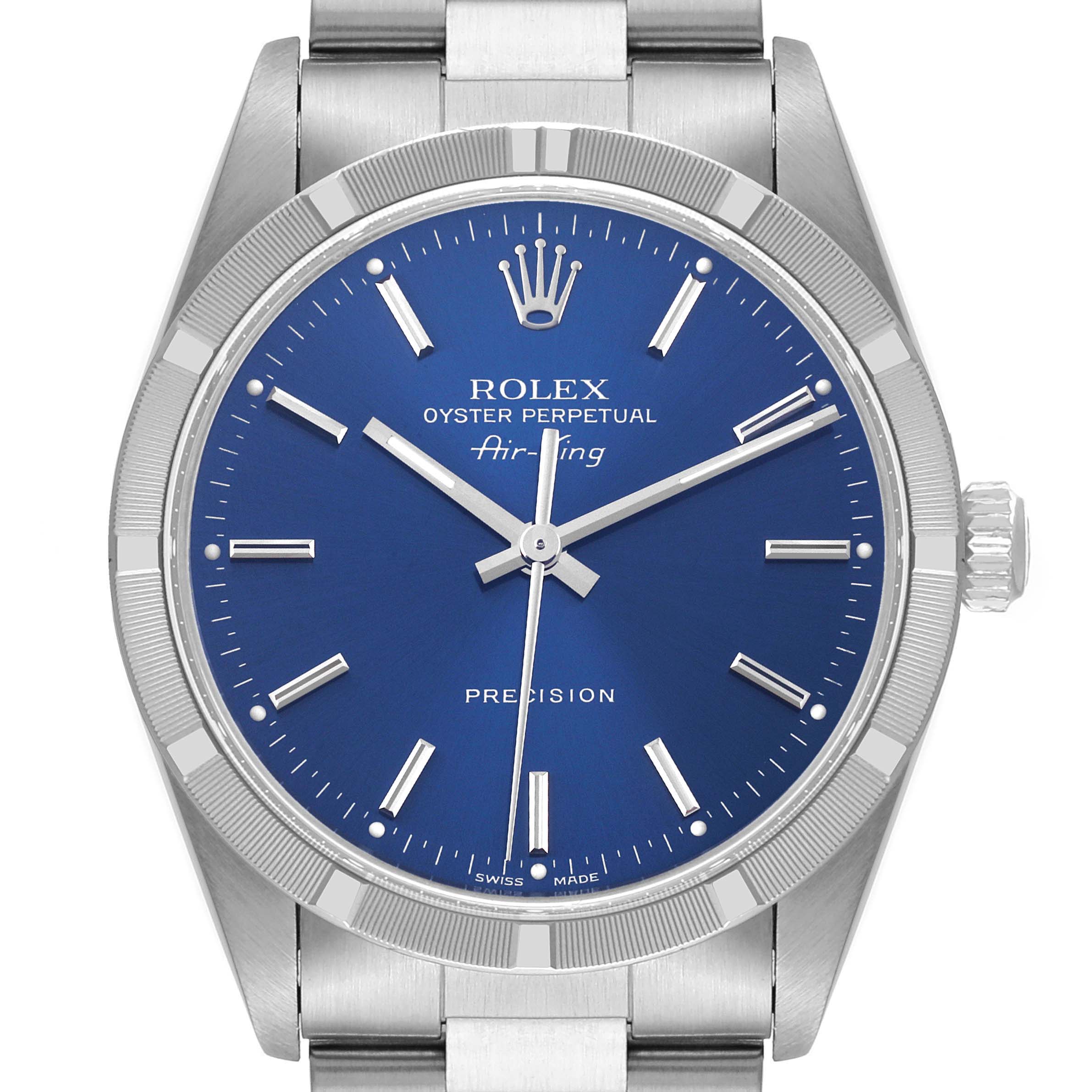 Rolex Air King 34mm Blue Dial Oyster Bracelet Mens Watch 14010