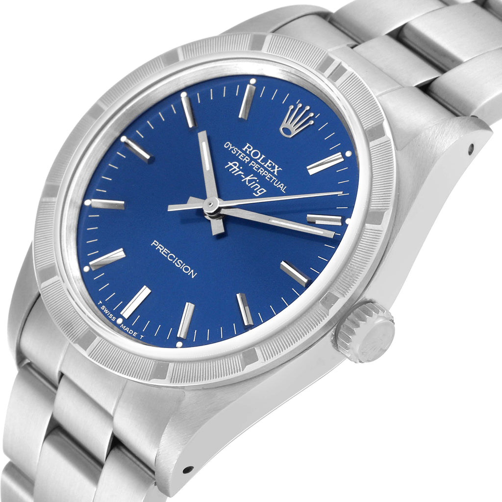 Rolex Air King 34mm Blue Dial Oyster Bracelet Mens Watch 14010 Box Papers