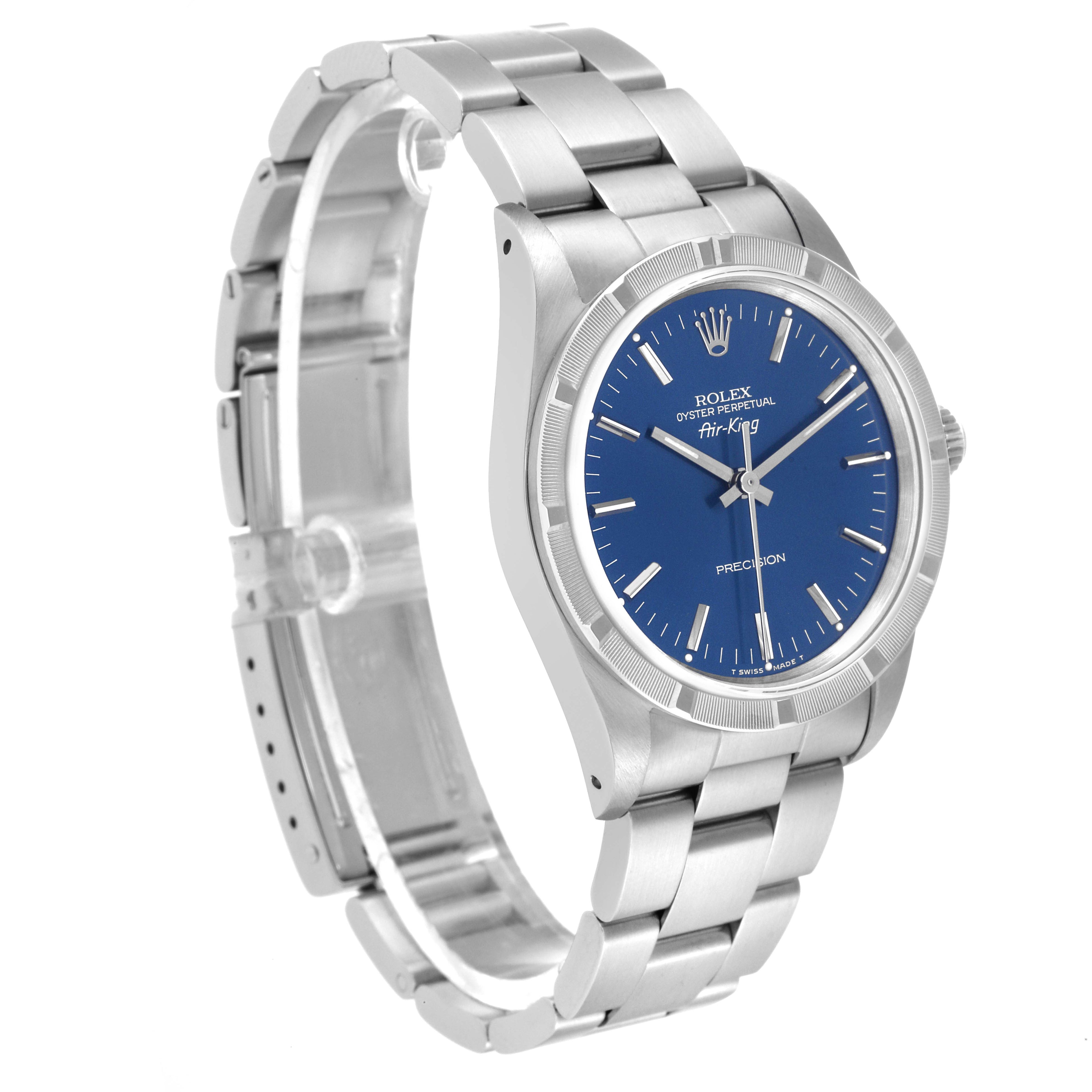 Rolex Air King 34mm Blue Dial Oyster Bracelet Mens Watch 14010 Box Papers