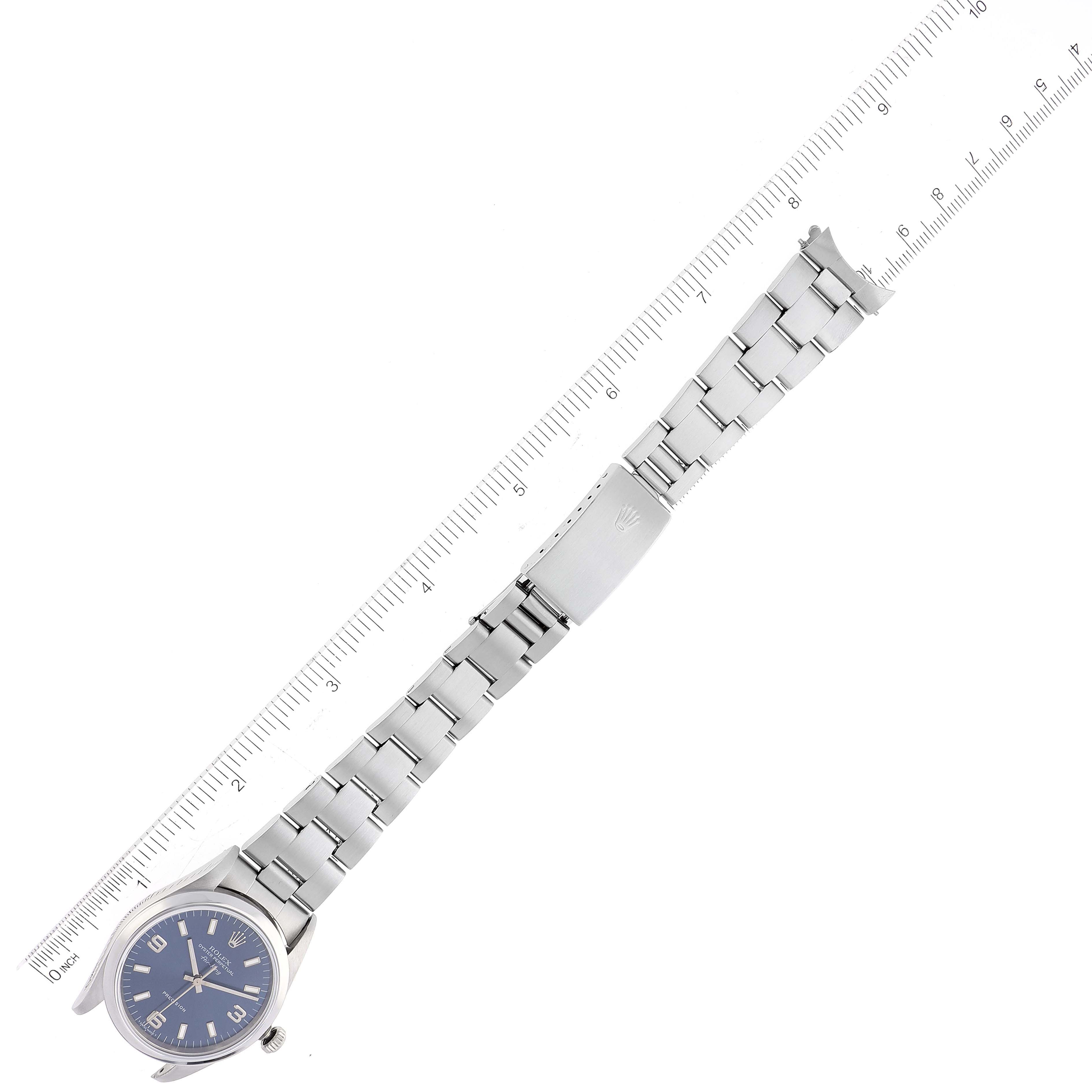 Rolex Air King 34mm Blue Dial Steel Mens Watch 14000 Box Papers