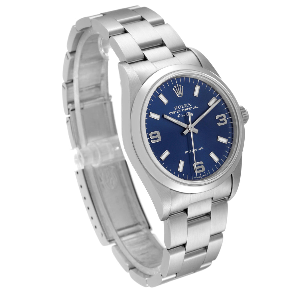 Rolex Air King 34mm Blue Dial Steel Mens Watch 14000