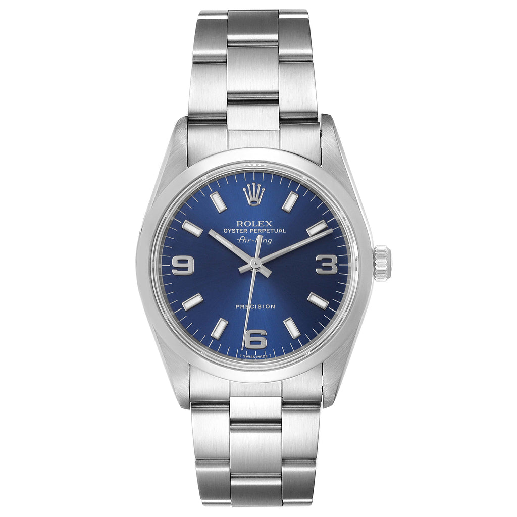 Rolex Air King 34mm Blue Dial Steel Mens Watch 14000