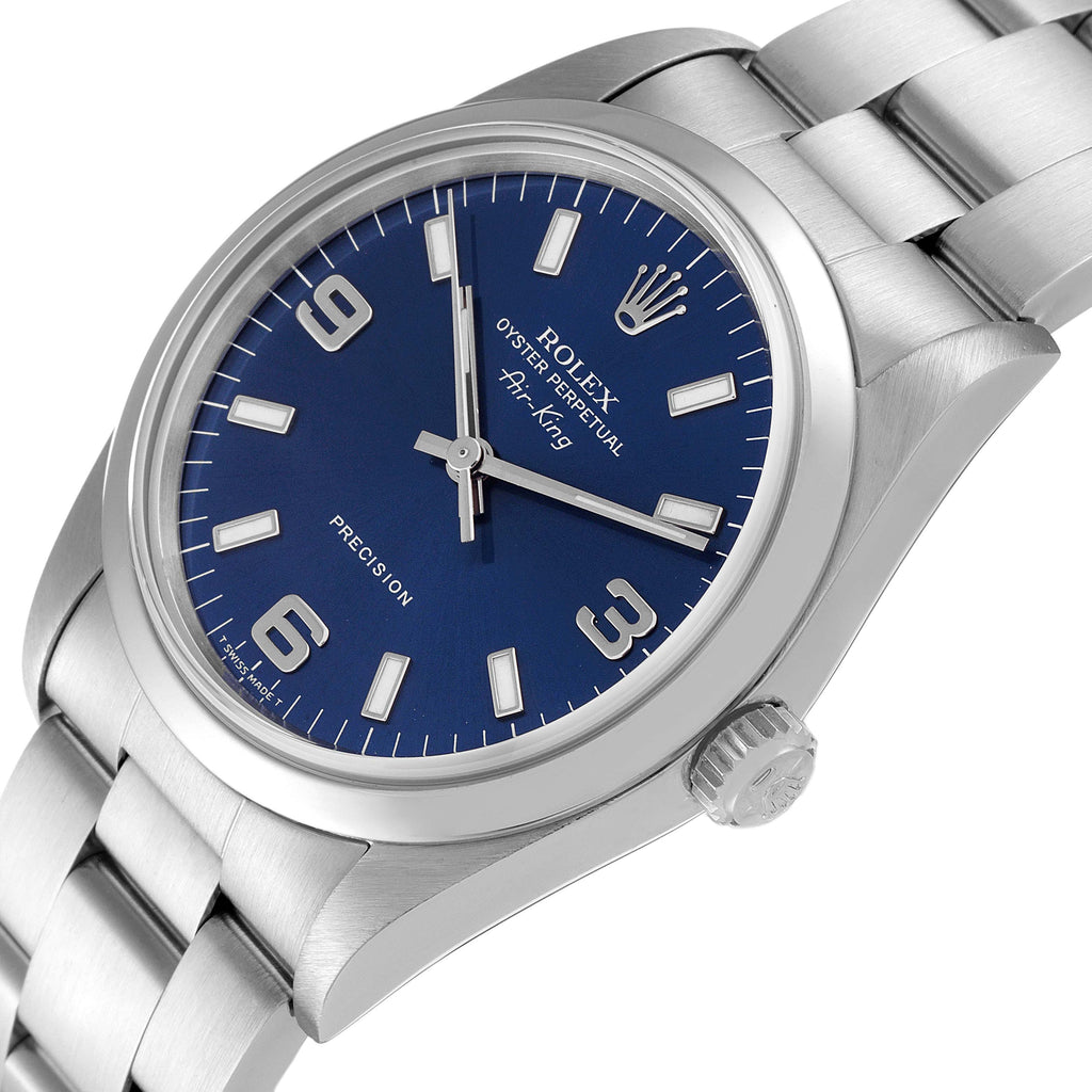 Rolex Air King 34mm Blue Dial Steel Mens Watch 14000