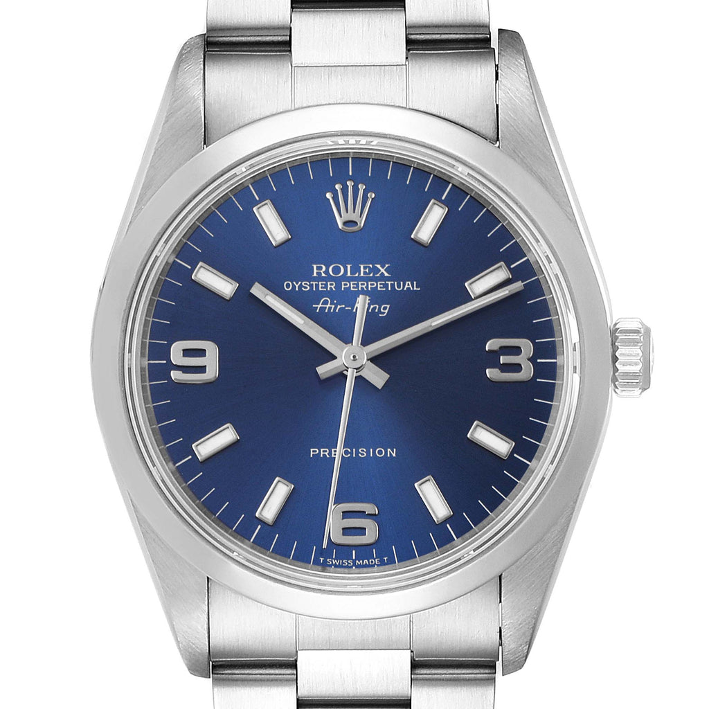 Rolex Air King 34mm Blue Dial Steel Mens Watch 14000