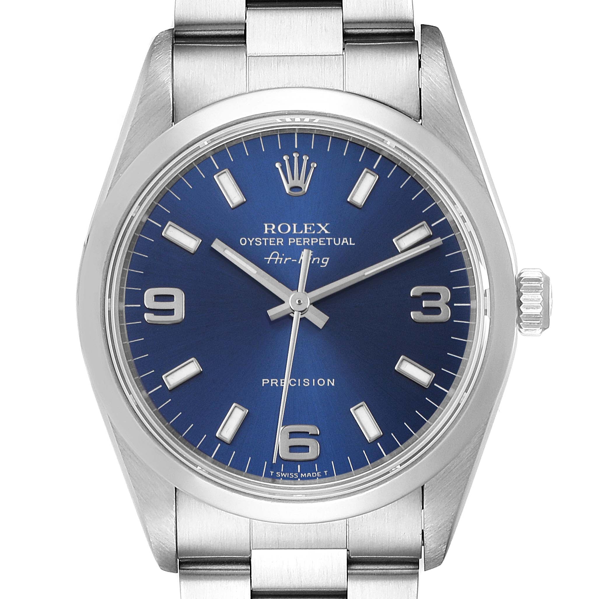 Rolex Air King 34mm Blue Dial Steel Mens Watch 14000