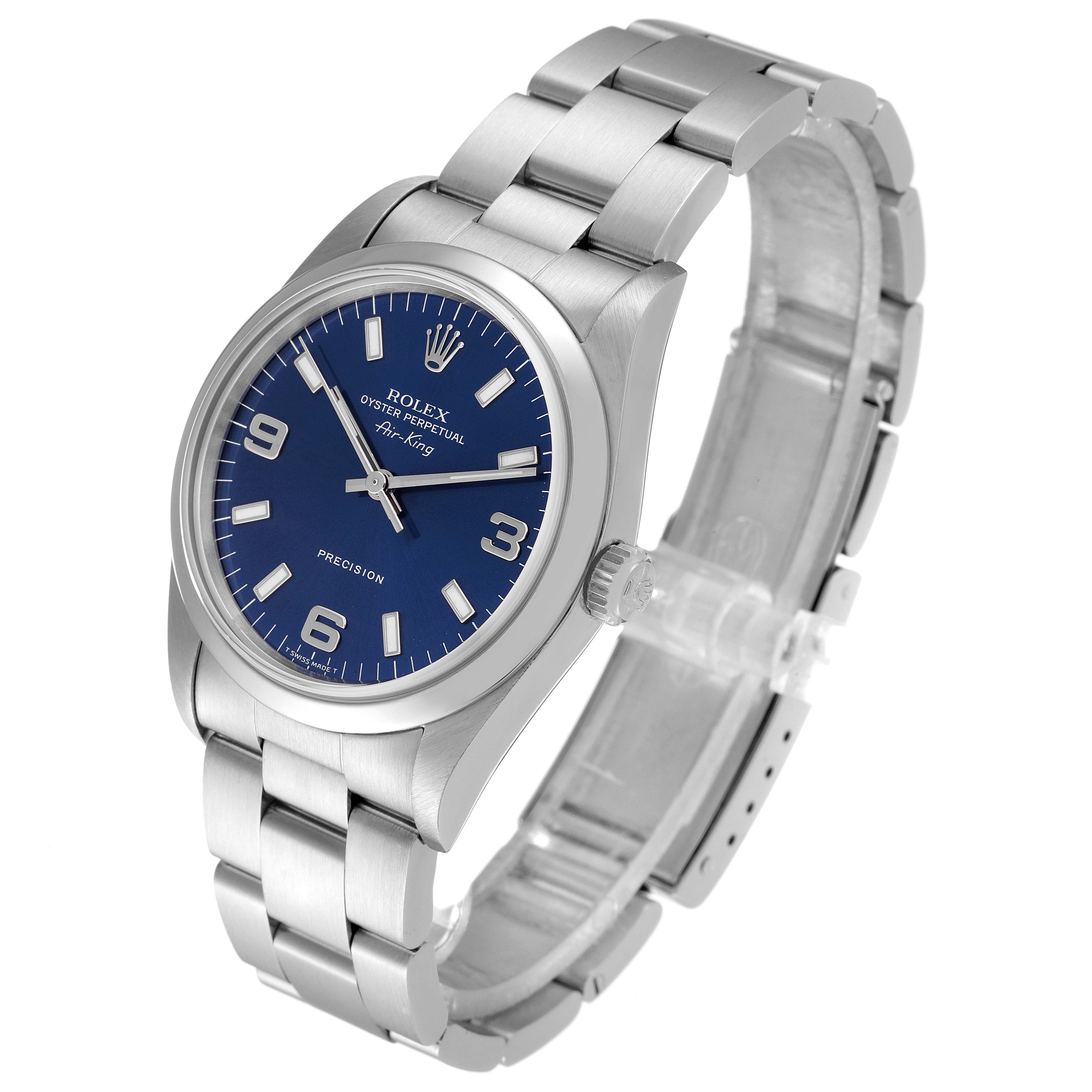 Rolex Air King 34mm Blue Dial Steel Mens Watch 14000