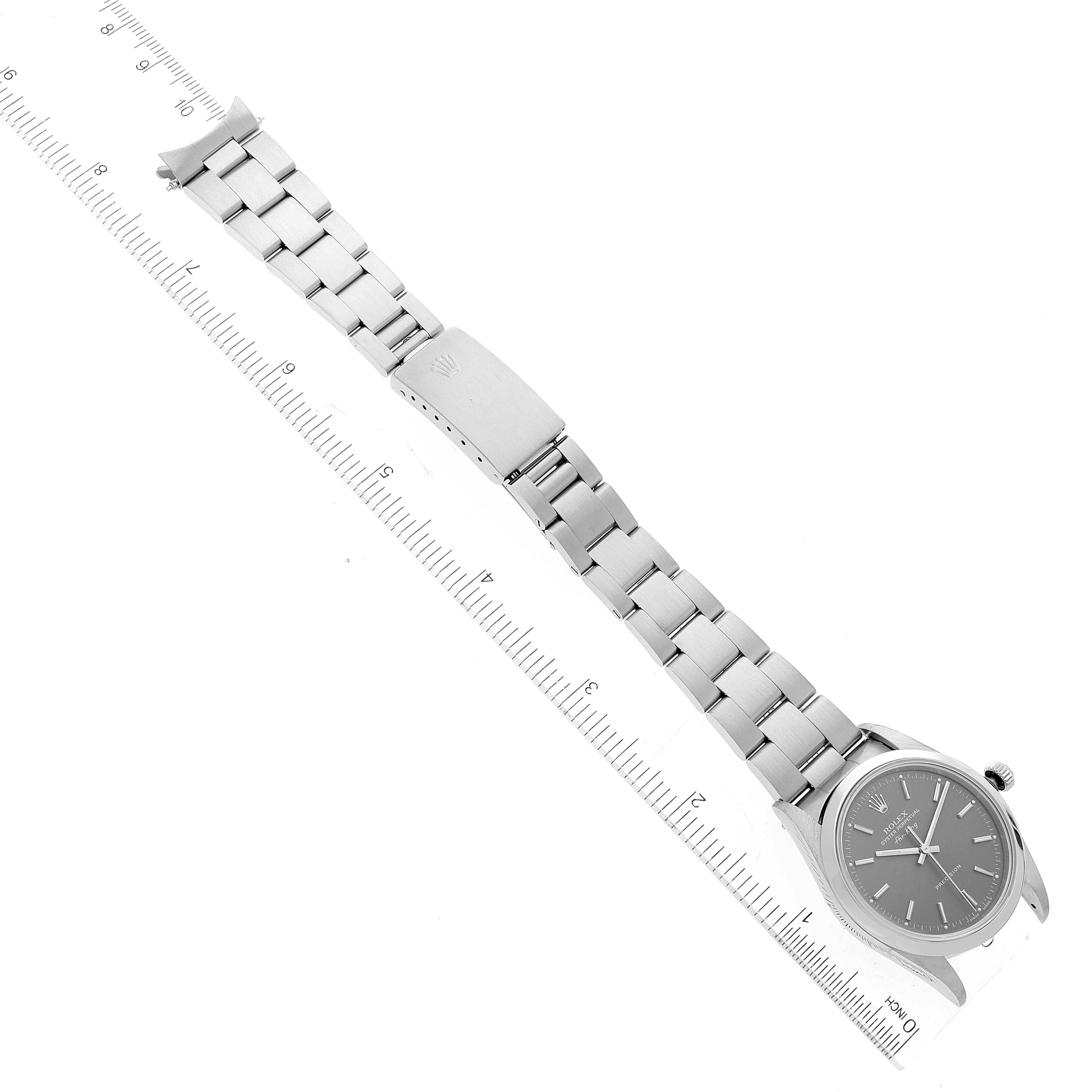 Rolex Air King 34mm Grey Dial Smooth Bezel Steel Mens Watch 14000