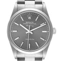 Rolex Air King 34mm Grey Dial Smooth Bezel Steel Mens Watch 14000