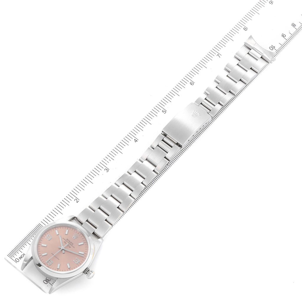 Rolex Air King 34mm Salmon Dial Domed Bezel Steel Mens Watch 14000