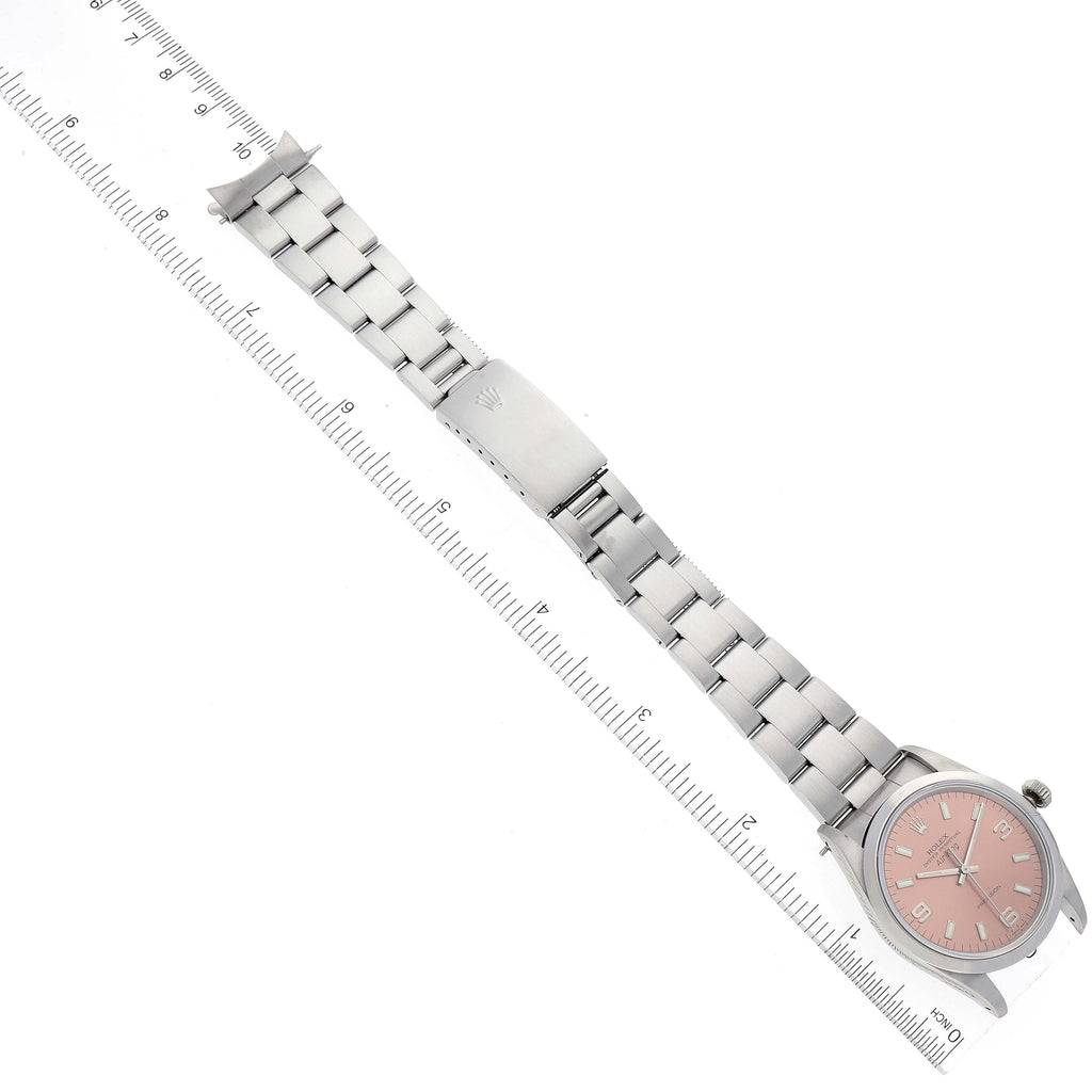 Rolex Air King 34mm Salmon Dial Domed Bezel Steel Mens Watch 14000 Box Papers
