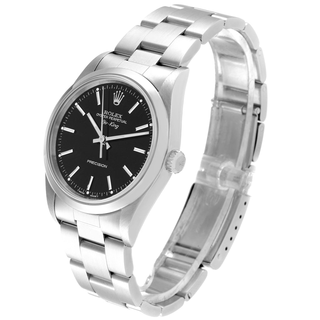 Rolex Air King Black Dial Domed Bezel Steel Mens Watch 14000