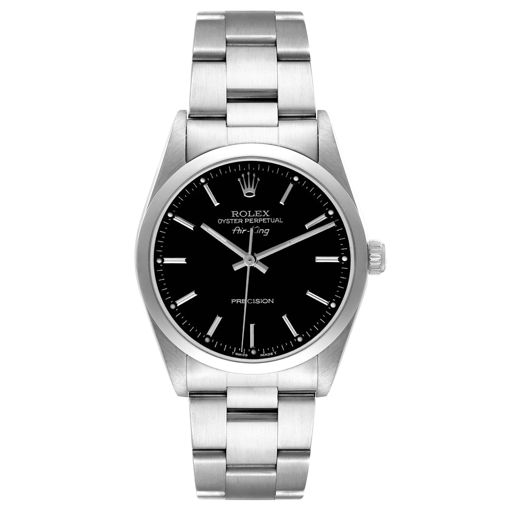 Rolex Air King Black Dial Domed Bezel Steel Mens Watch 14000