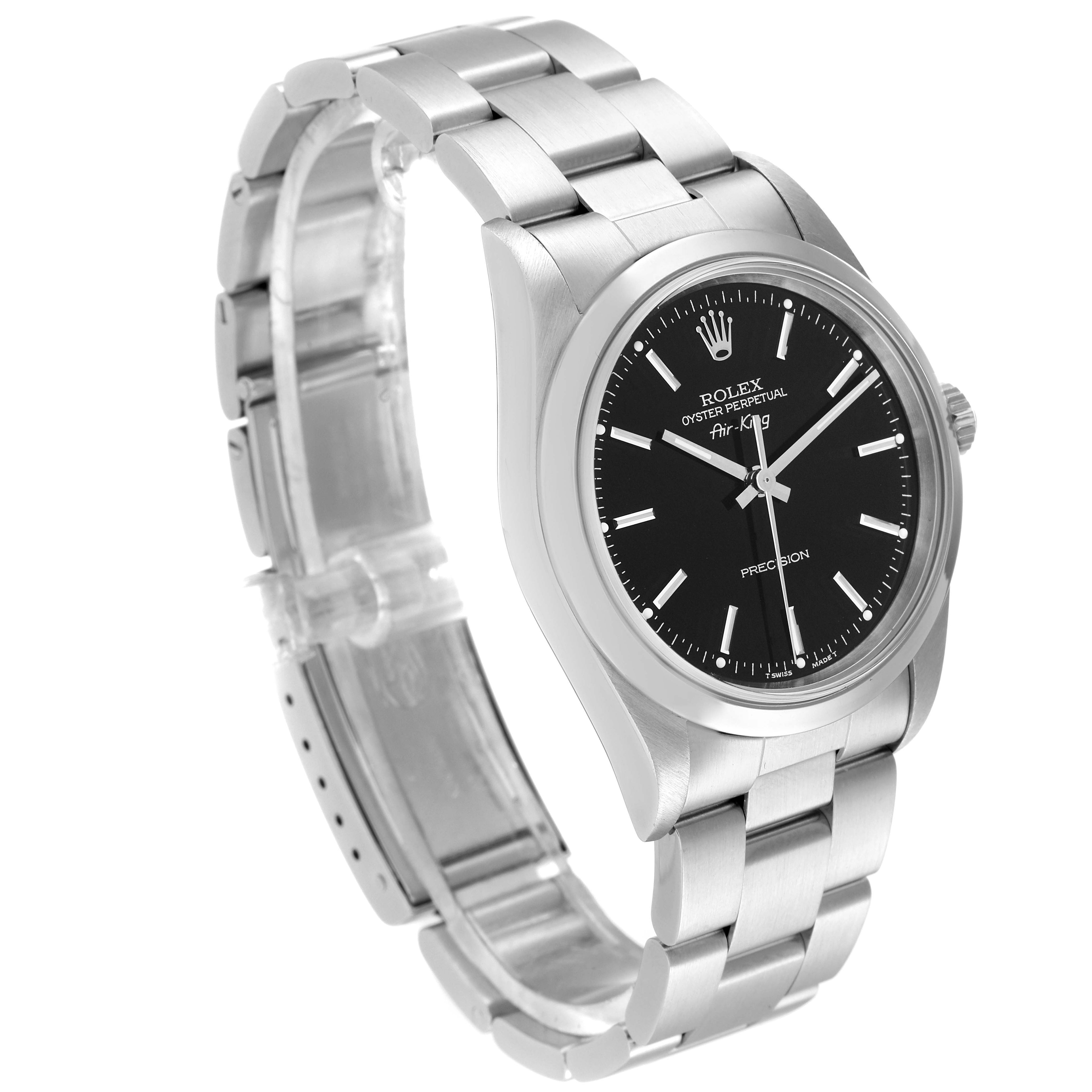 Rolex Air King Black Dial Domed Bezel Steel Mens Watch 14000