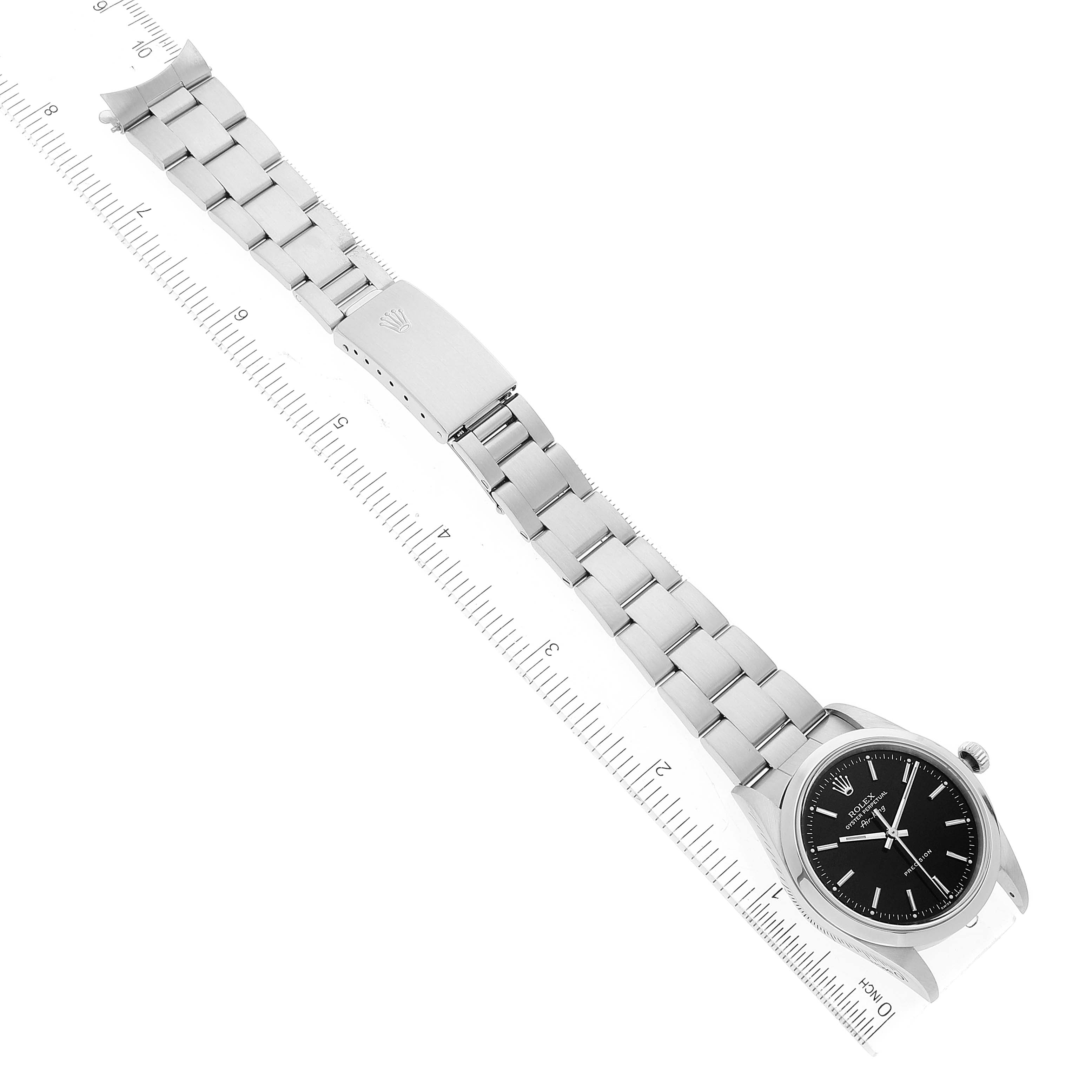 Rolex Air King 34mm Black Dial Domed Bezel Steel Mens Watch 14000