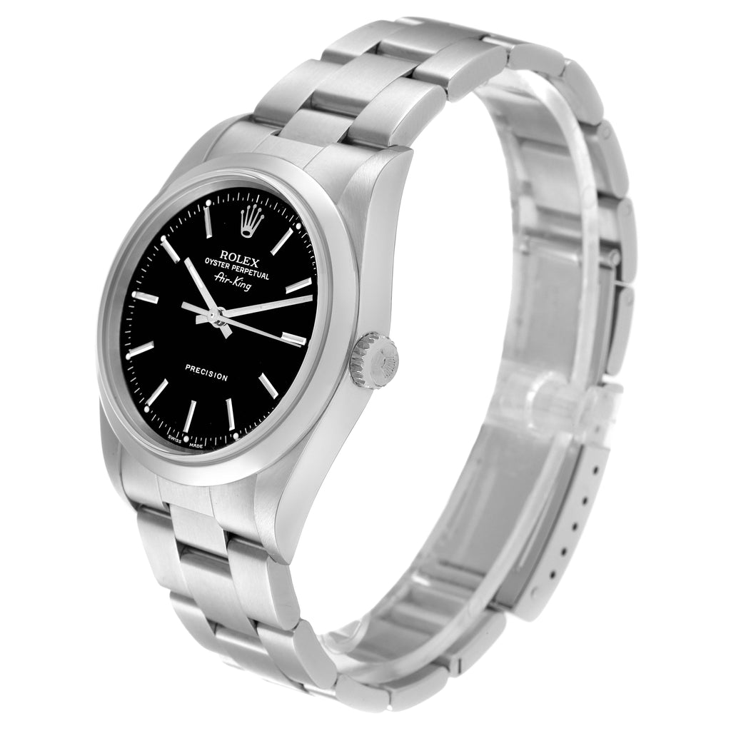 Rolex Air King 34mm Black Dial Domed Bezel Steel Mens Watch 14000