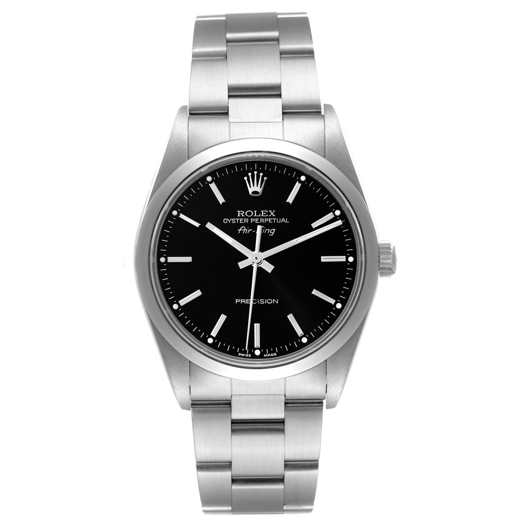 Rolex Air King 34mm Steel Black Dial Domed Bezel Mens Watch 14000