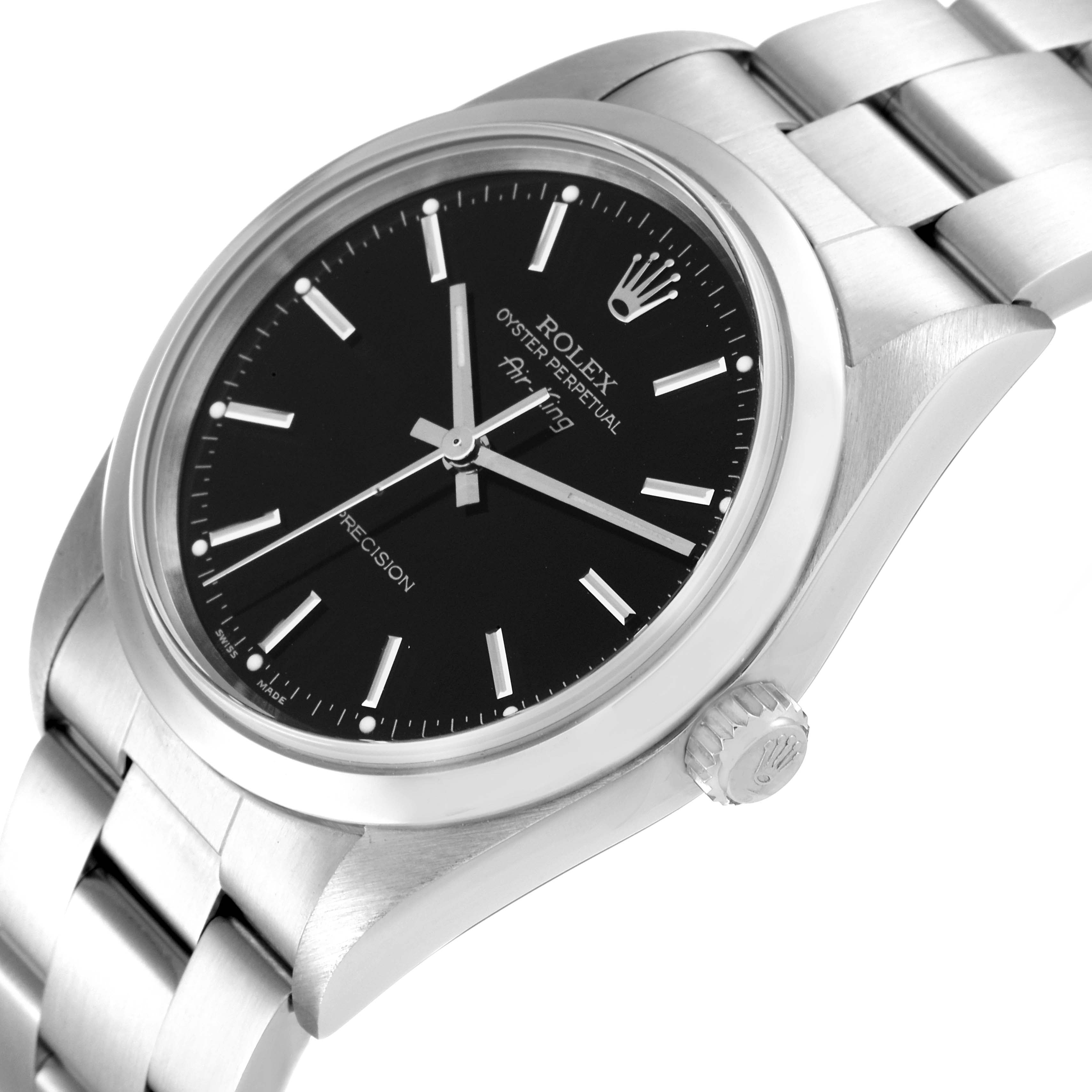Rolex Air King 34mm Steel Black Dial Domed Bezel Mens Watch 14000