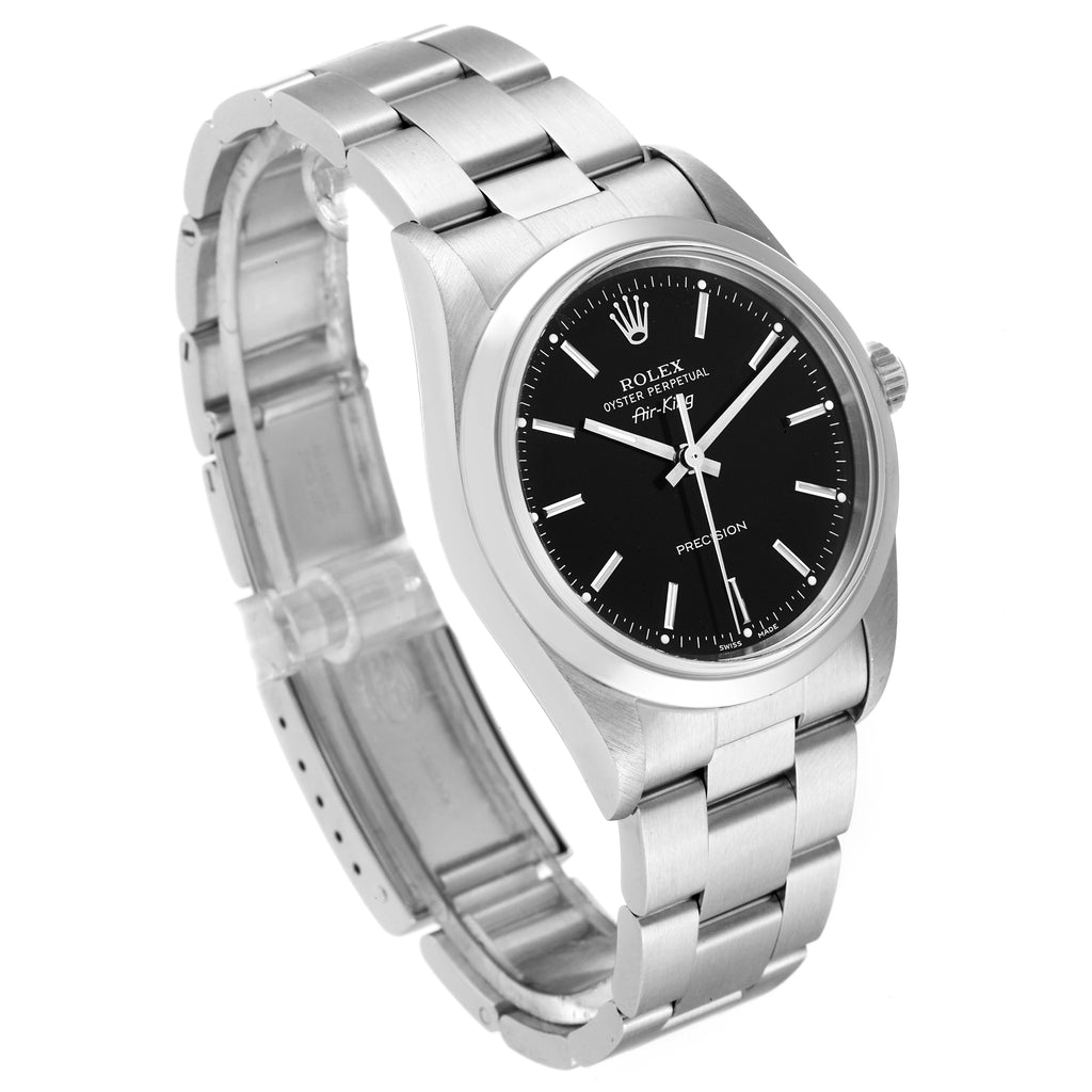 Rolex Air King 34mm Steel Black Dial Domed Bezel Mens Watch 14000 Box Papers
