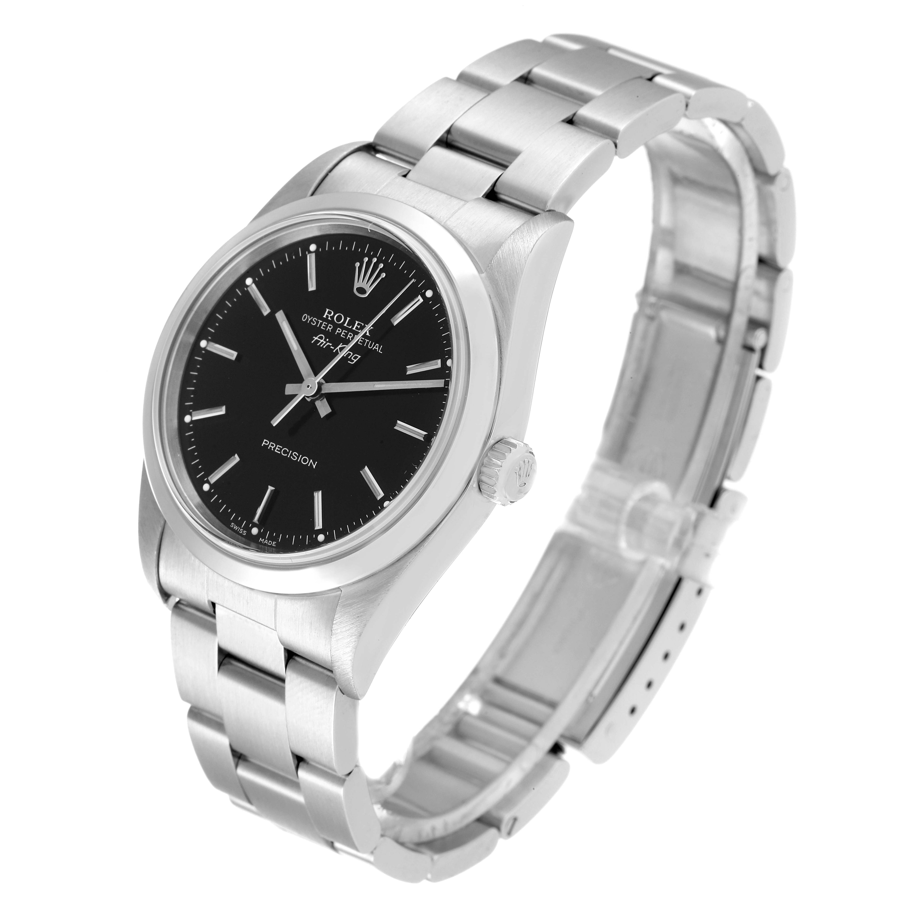 Rolex Air King 34mm Steel Black Dial Domed Bezel Mens Watch 14000 Box Papers