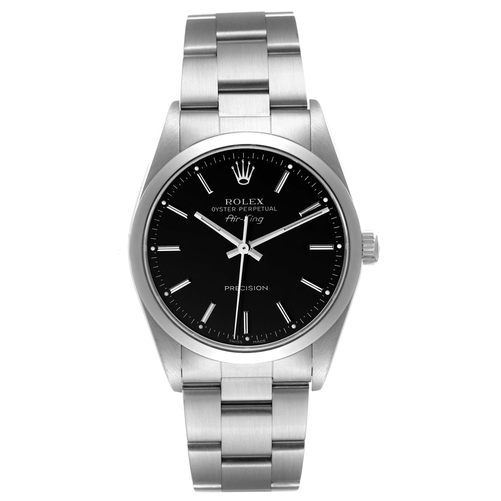 Rolex Air King 34mm Steel Black Dial Domed Bezel Mens Watch 14000 Box Papers