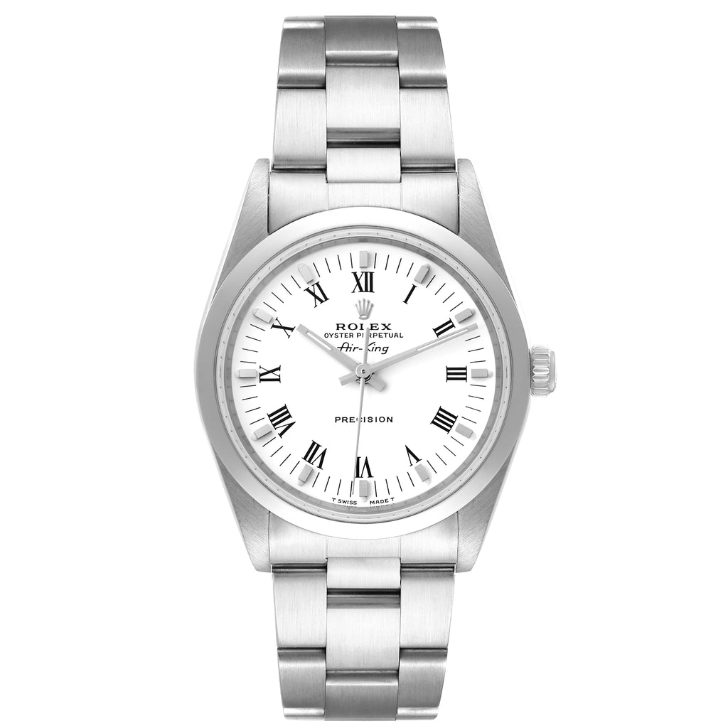 Rolex Air King 34mm White Dial Domed Bezel Mens Watch 14000 Box Papers