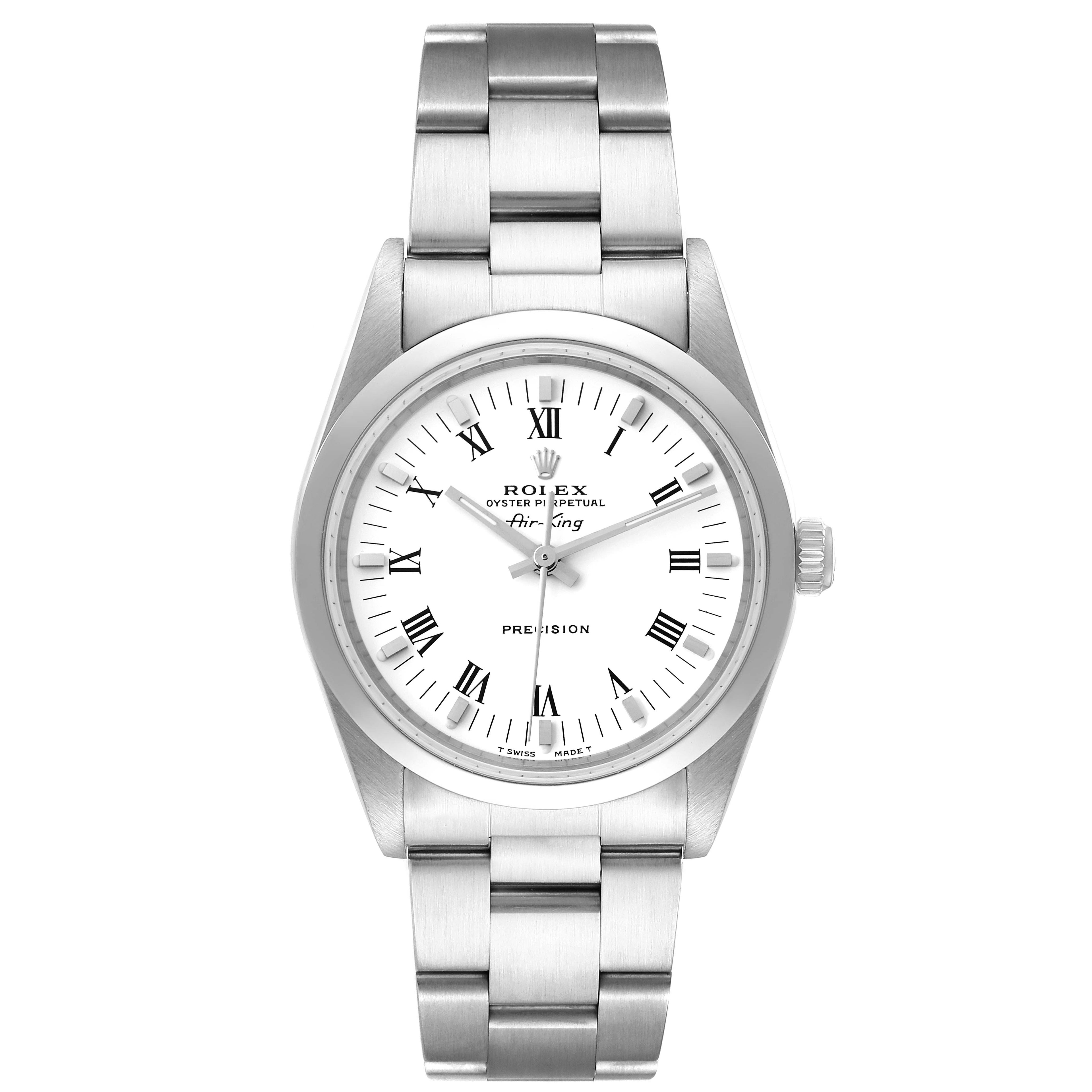 Rolex Air King 34mm White Dial Domed Bezel Mens Watch 14000 Box Papers