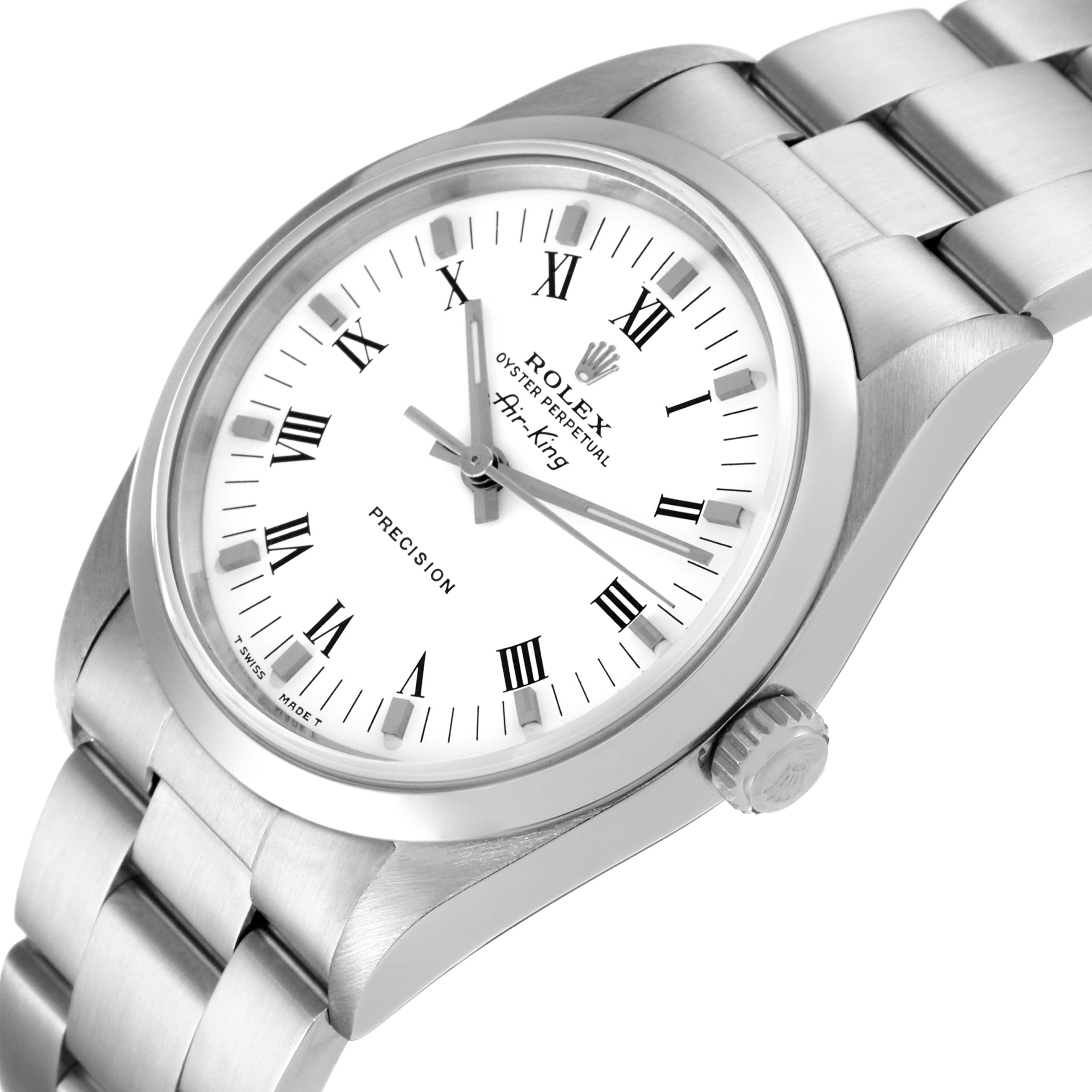 Rolex Air King 34mm White Dial Domed Bezel Mens Watch 14000 Box Papers