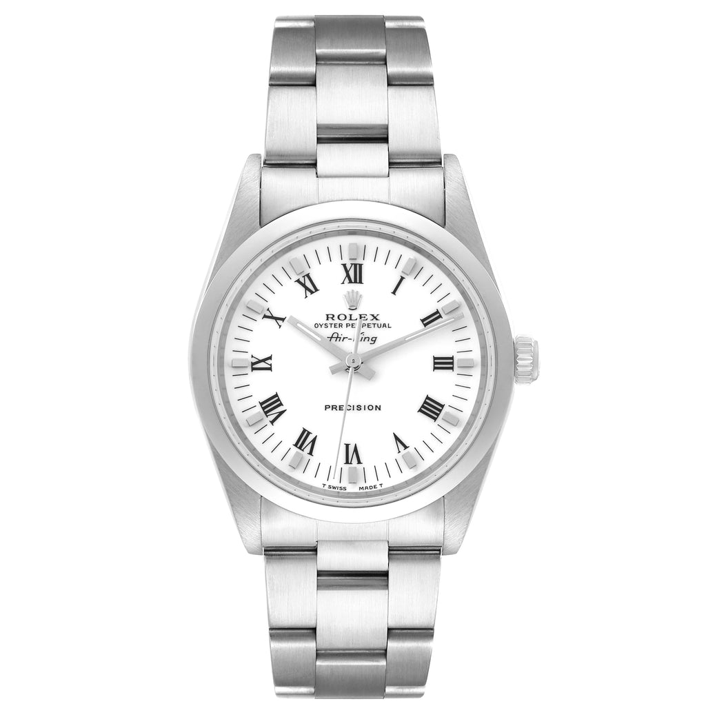Rolex Air King 34mm White Roman Dial Domed Bezel Mens Watch 14000