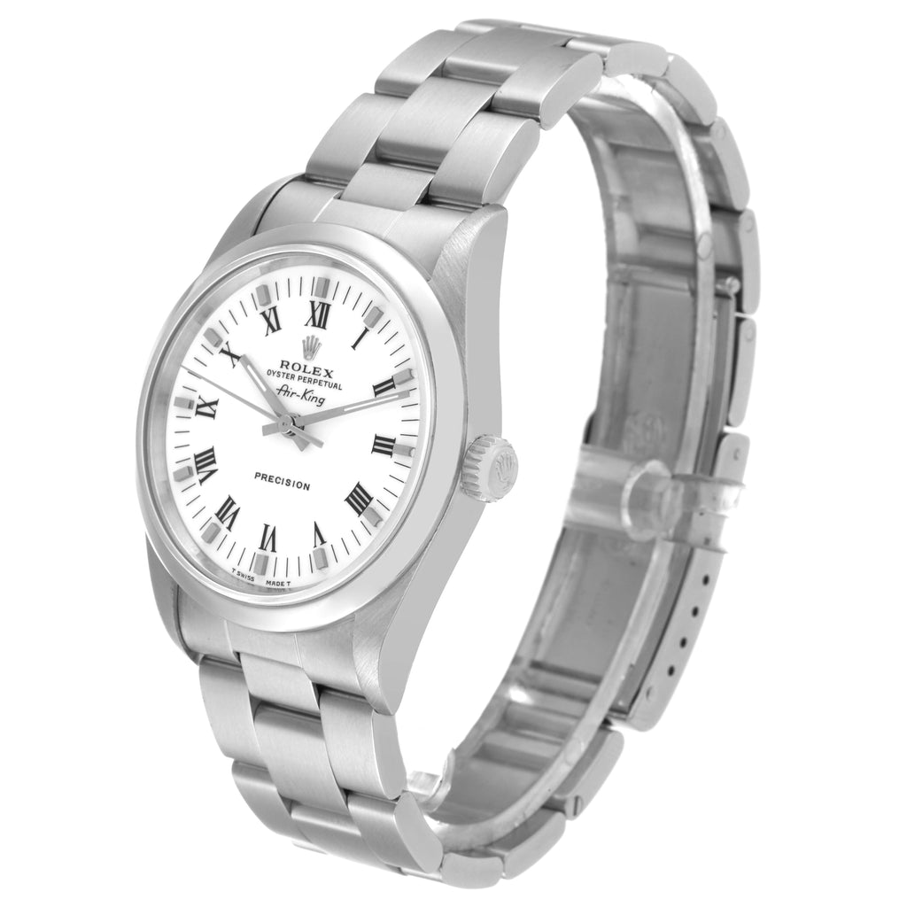 Rolex Air King 34mm White Roman Dial Domed Bezel Mens Watch 14000