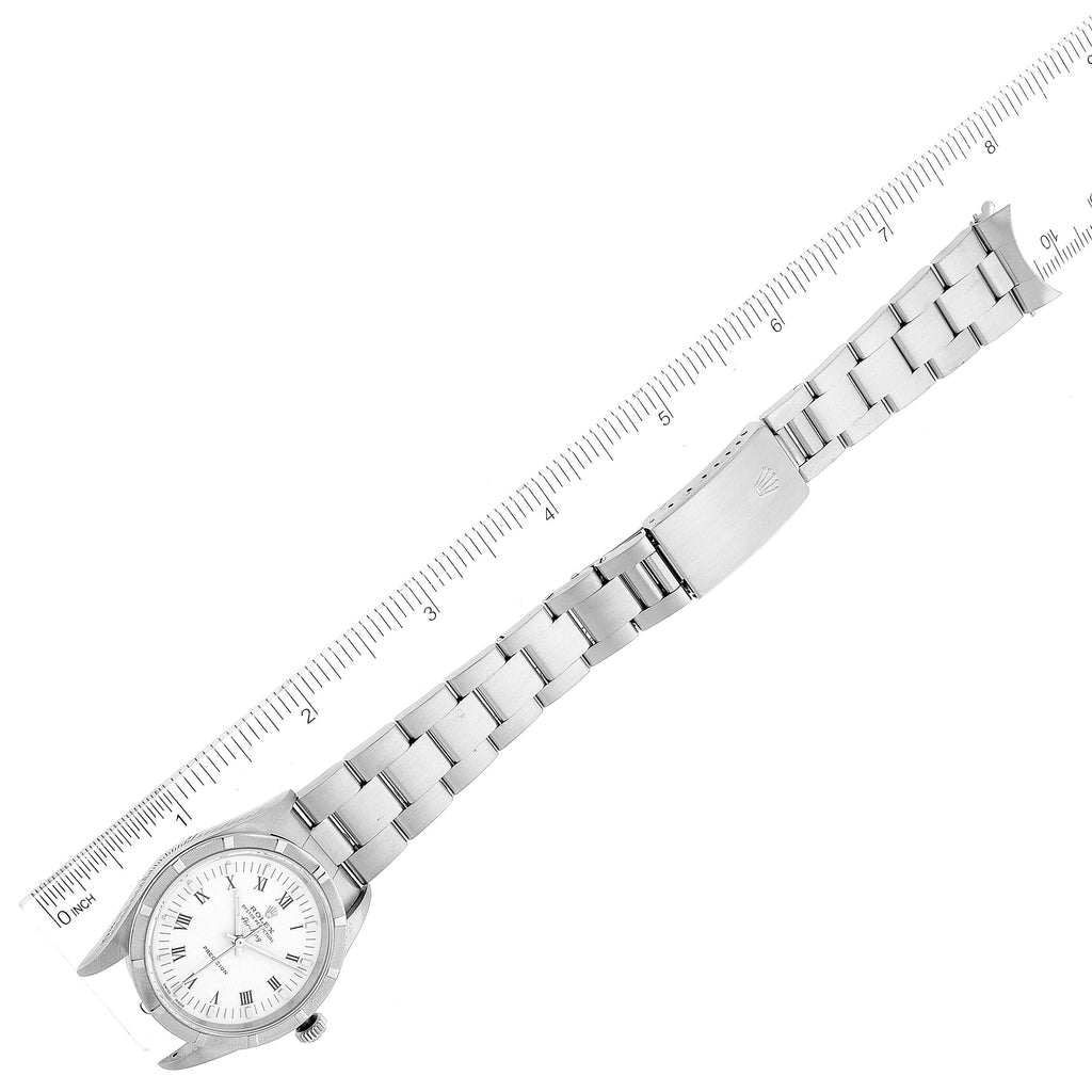 Rolex Air King 34mm White Roman Dial Steel Mens Watch 14010 Box Tag