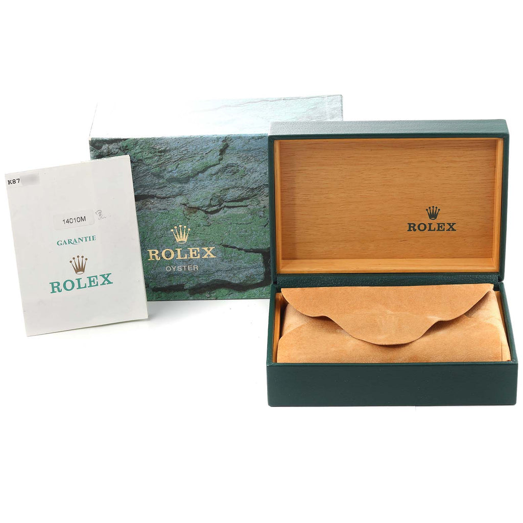 Rolex Air King Black Dial Steel Engine Turned Bezel Mens Watch 14010 Box Papers