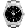 Rolex Air King Black Dial Steel Engine Turned Bezel Mens Watch 14010 Box Papers